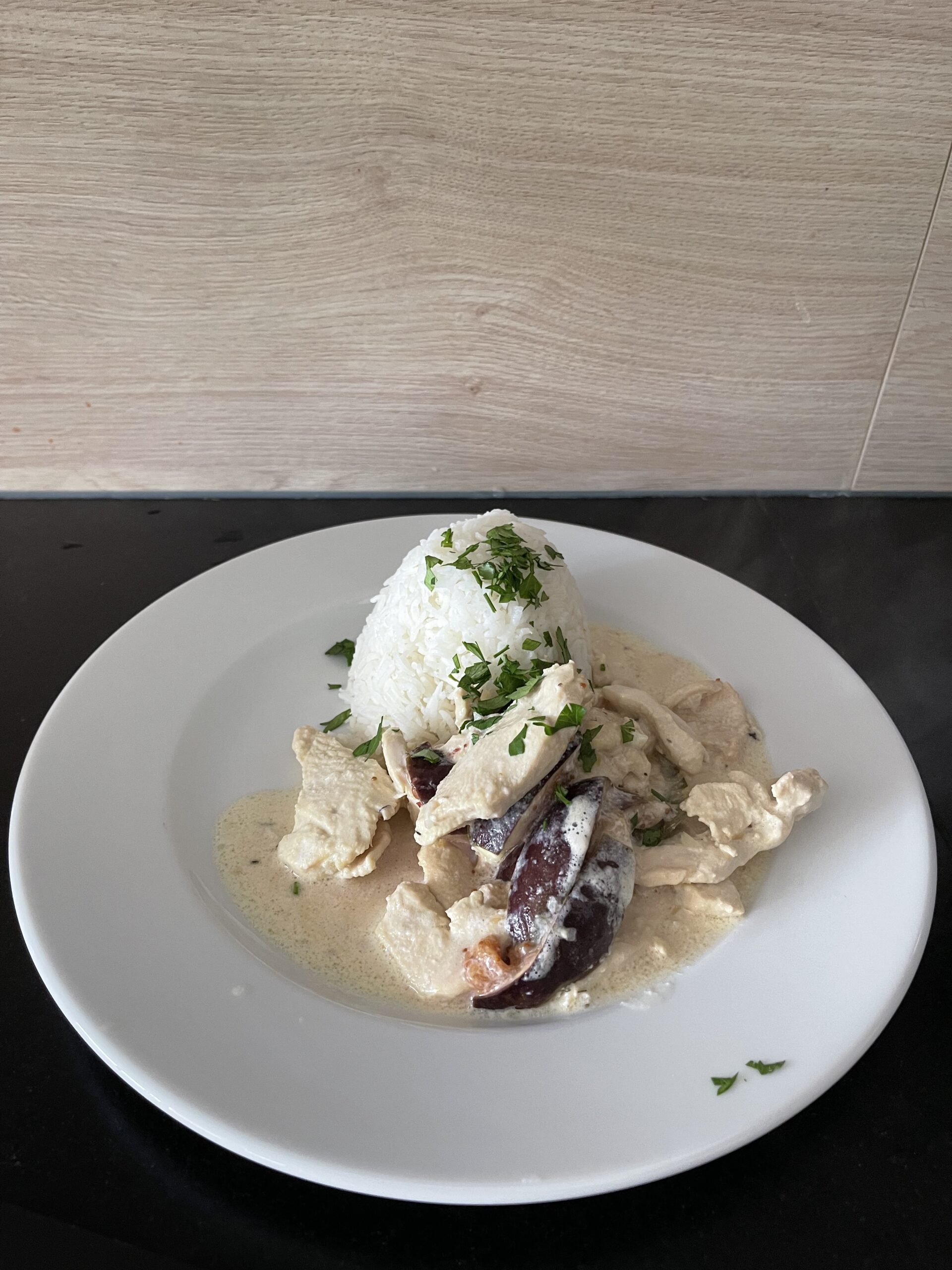 Poulet à la crème – flambé au Calvados